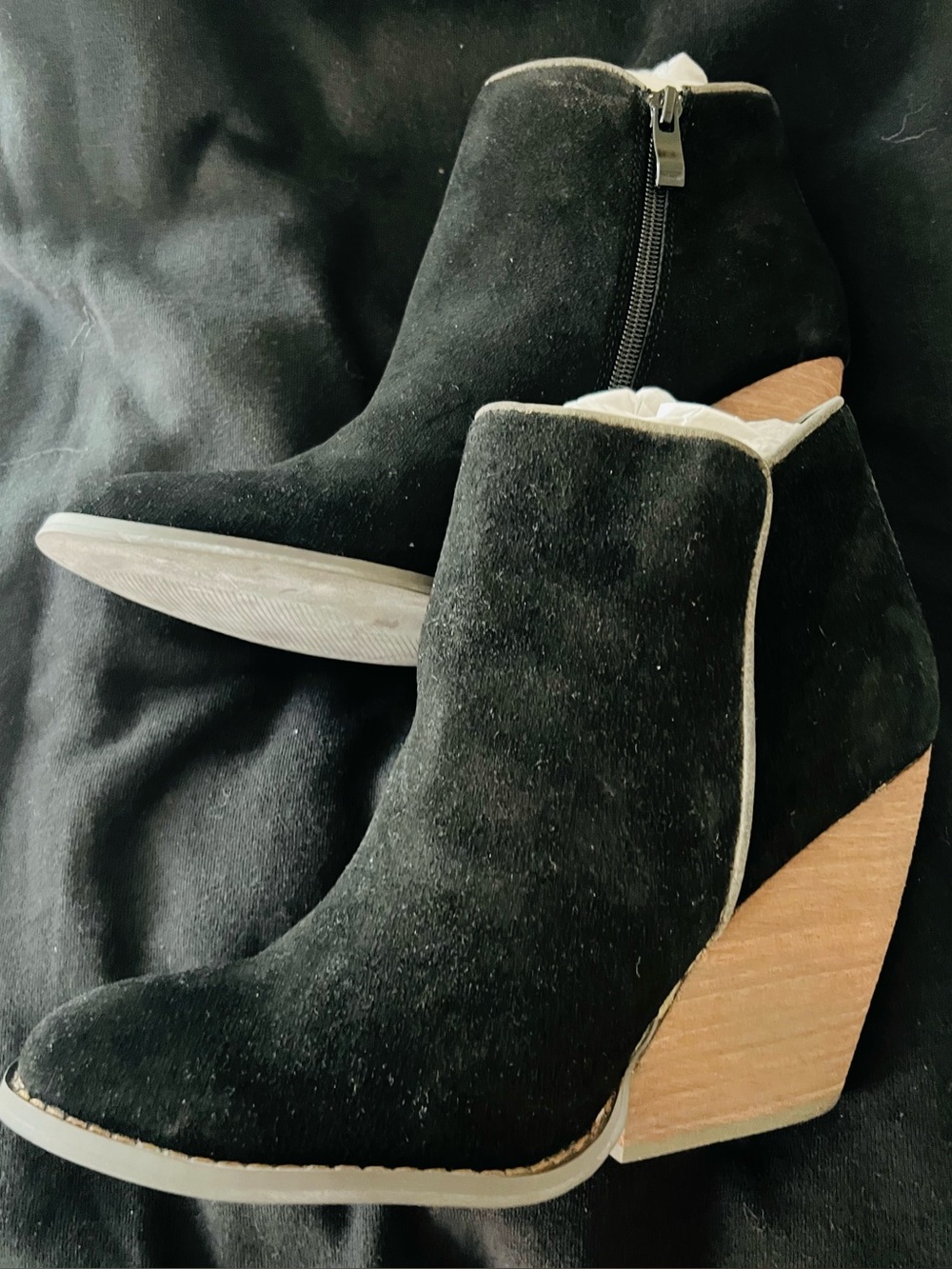 Very Volatile Black Suede Wedge Ankle Booties
